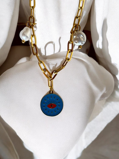 Blue Evil Eye Pendant Necklace