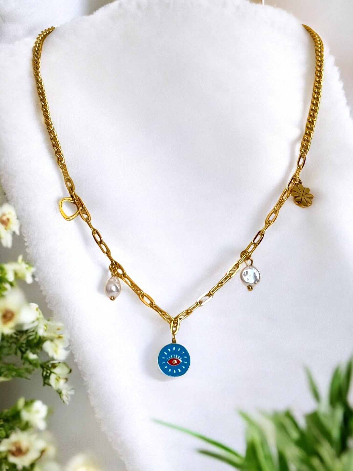 Blue Evil Eye Pendant Necklace