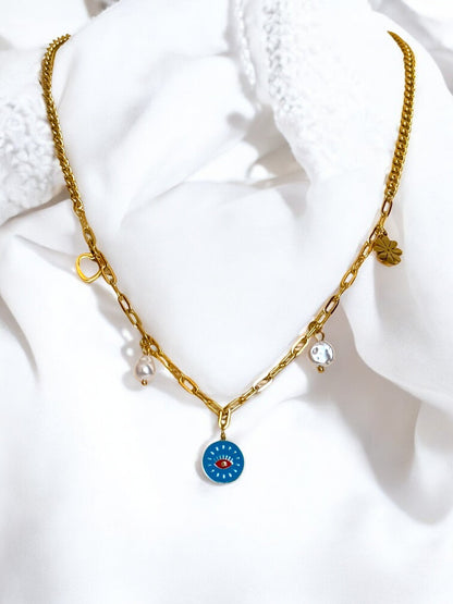 Blue Evil Eye Pendant Necklace
