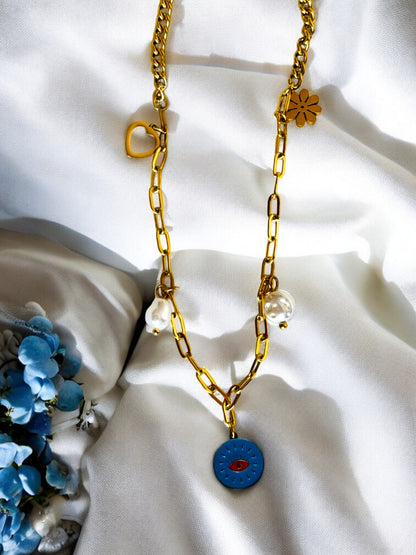 Blue Evil Eye Pendant Necklace