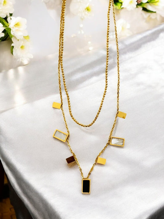 Square Shaped Double Layered Necklace