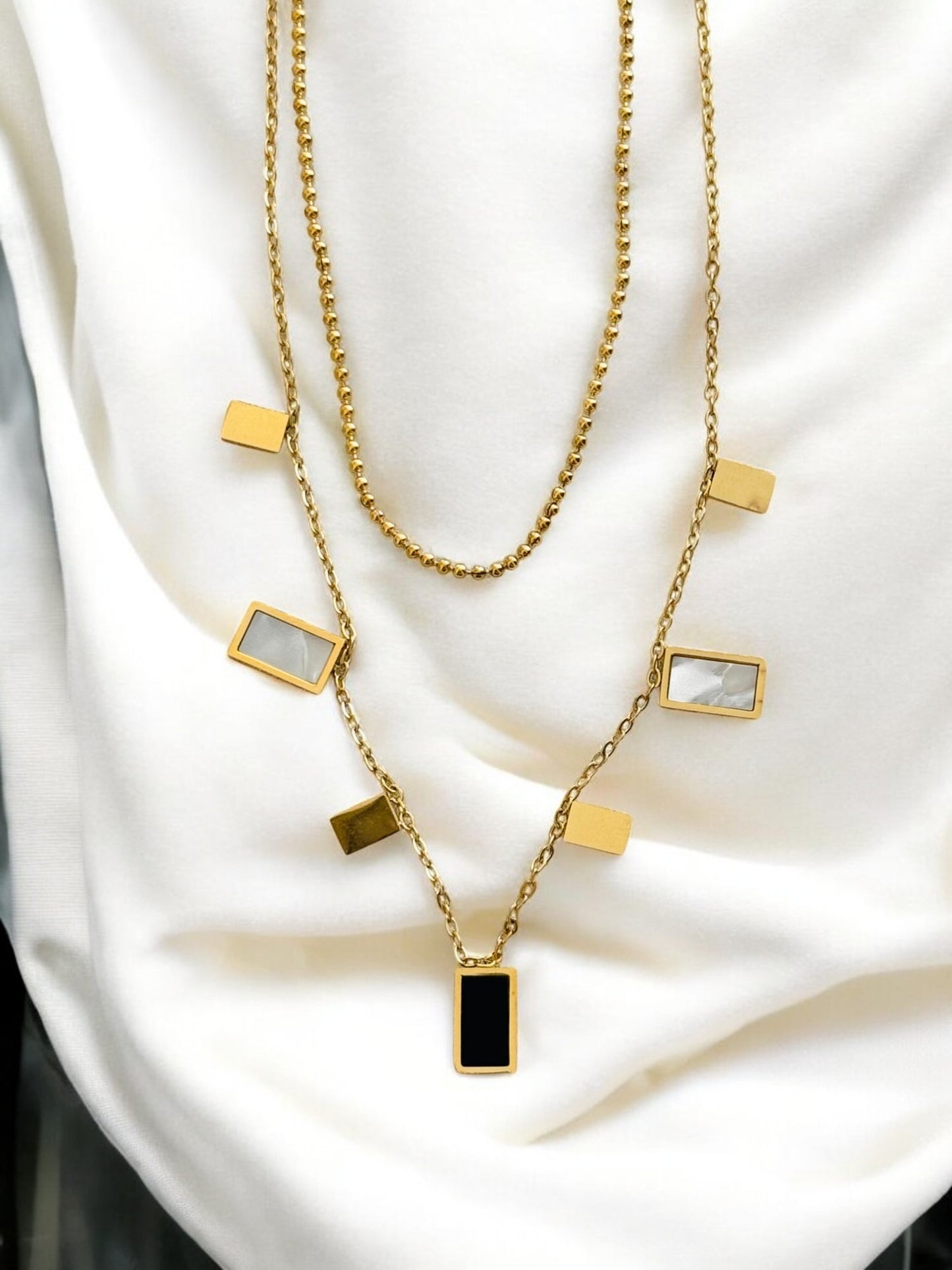 Square Shaped Double Layered Necklace