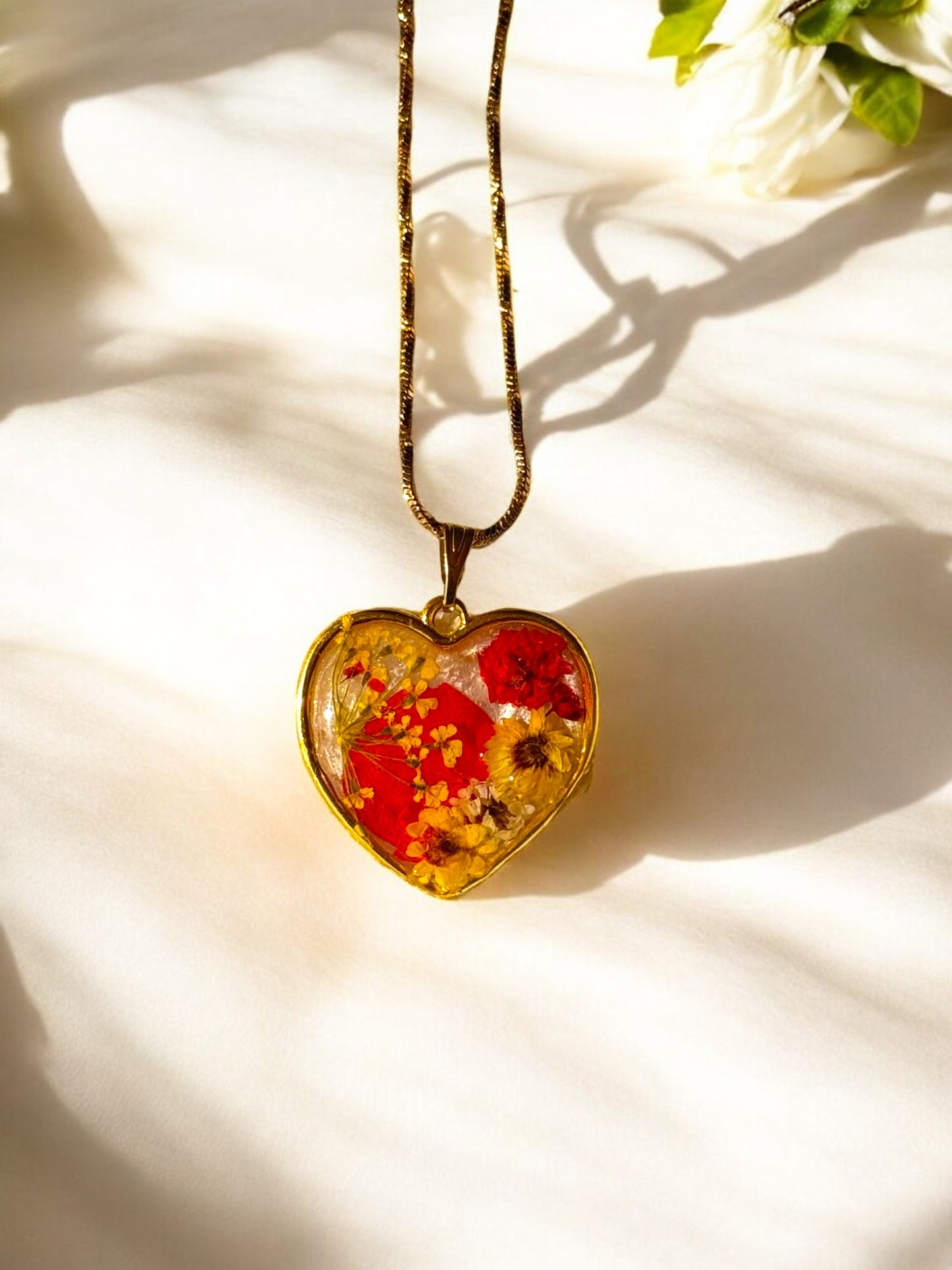 Heart-Shaped Resin Pendant Necklace