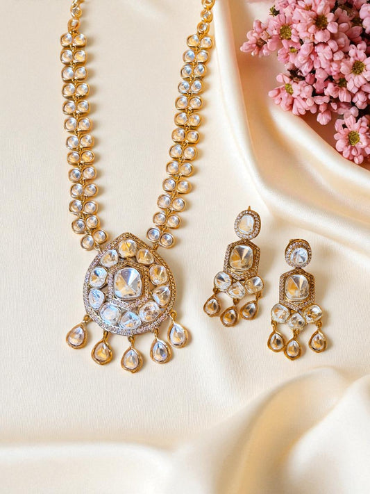 Laasya Kundan Polki Moissanite Necklace Set