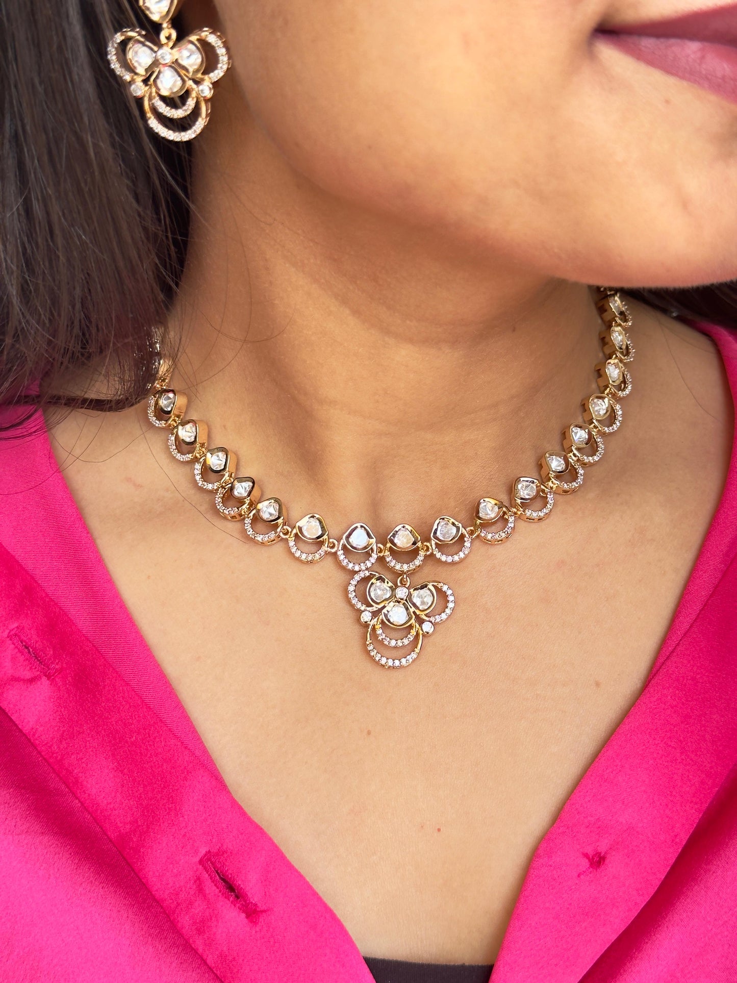 Heritage Blossom Polki Necklace Set
