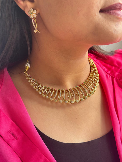 Luxury Fan-Style 18K Gold-plated Necklace Set