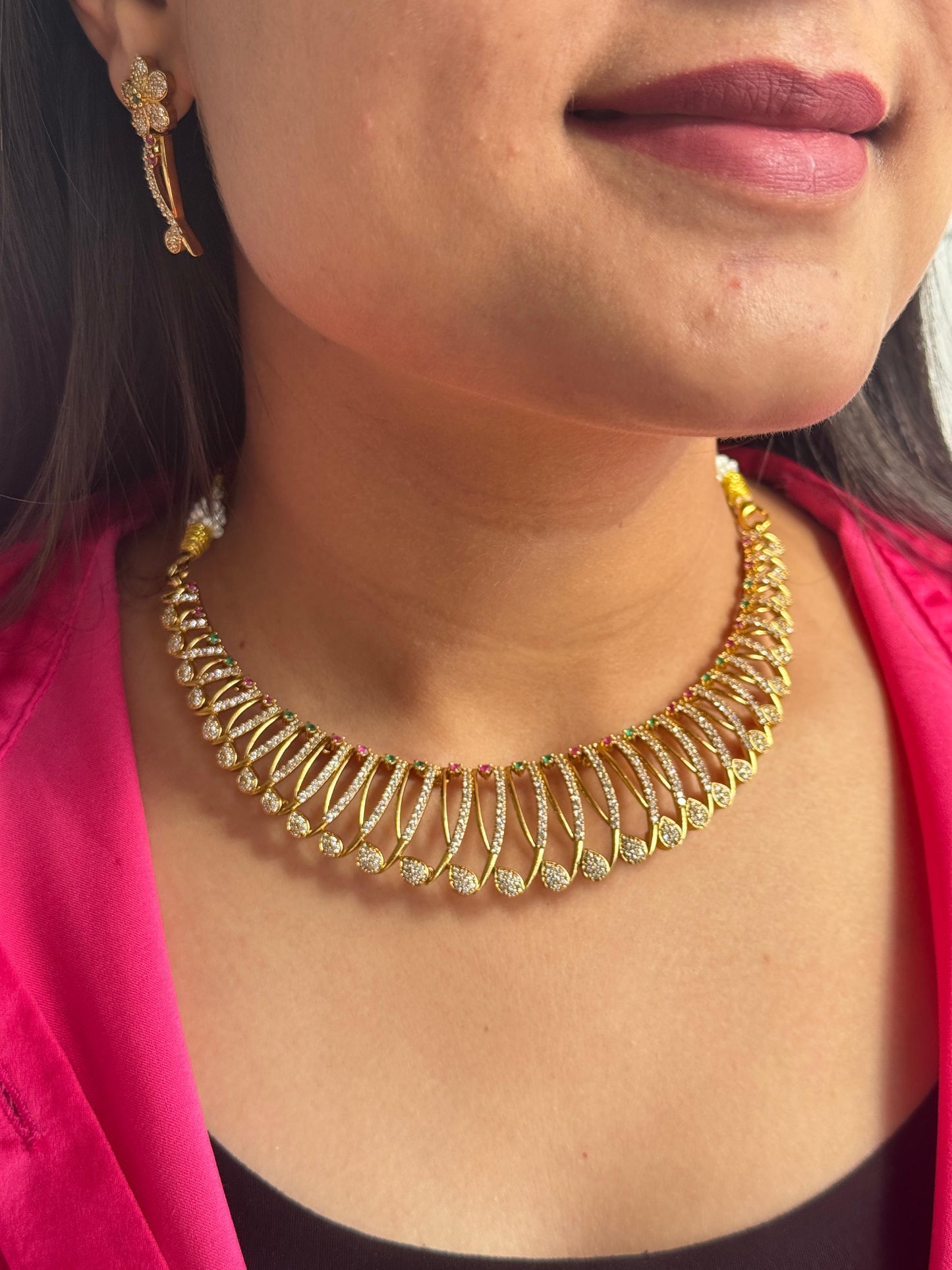 Luxury Fan-Style 18K Gold-plated Necklace Set