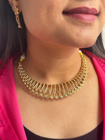 Luxury Fan-Style 18K Gold-plated Necklace Set