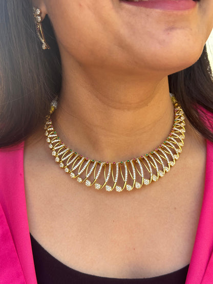 Luxury Fan-Style 18K Gold-plated Necklace Set