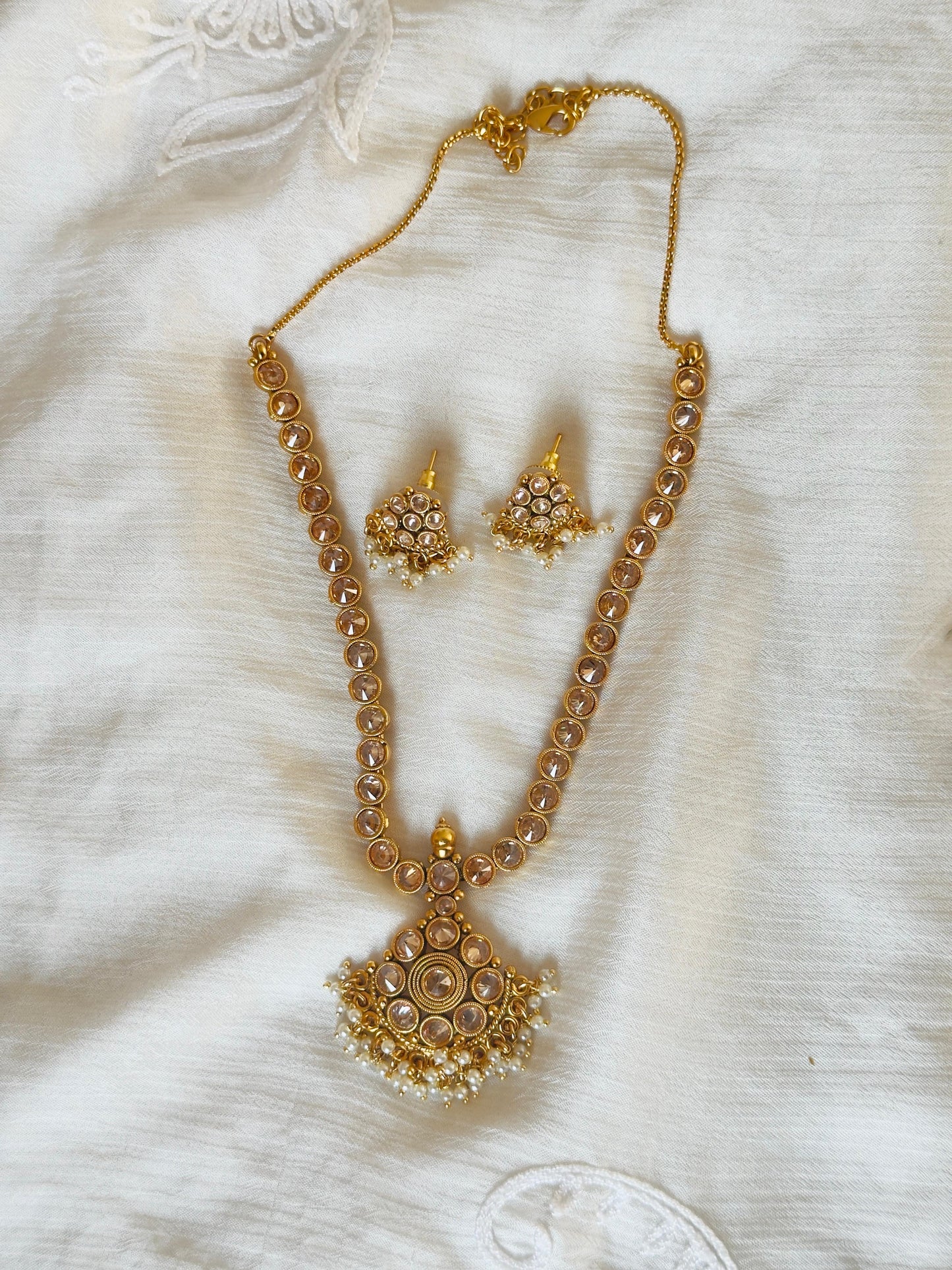 Sara Gold-Plated Reverse AD Necklace Set