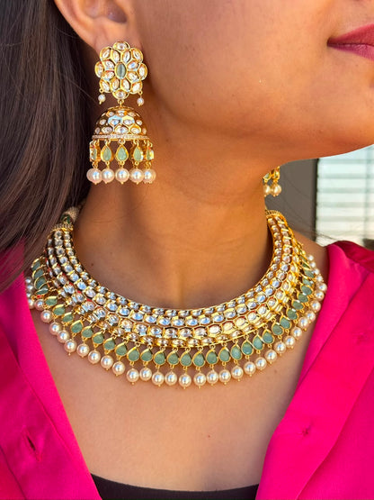 Kridha 18K Gold-plated Polki Thussi Necklace Set