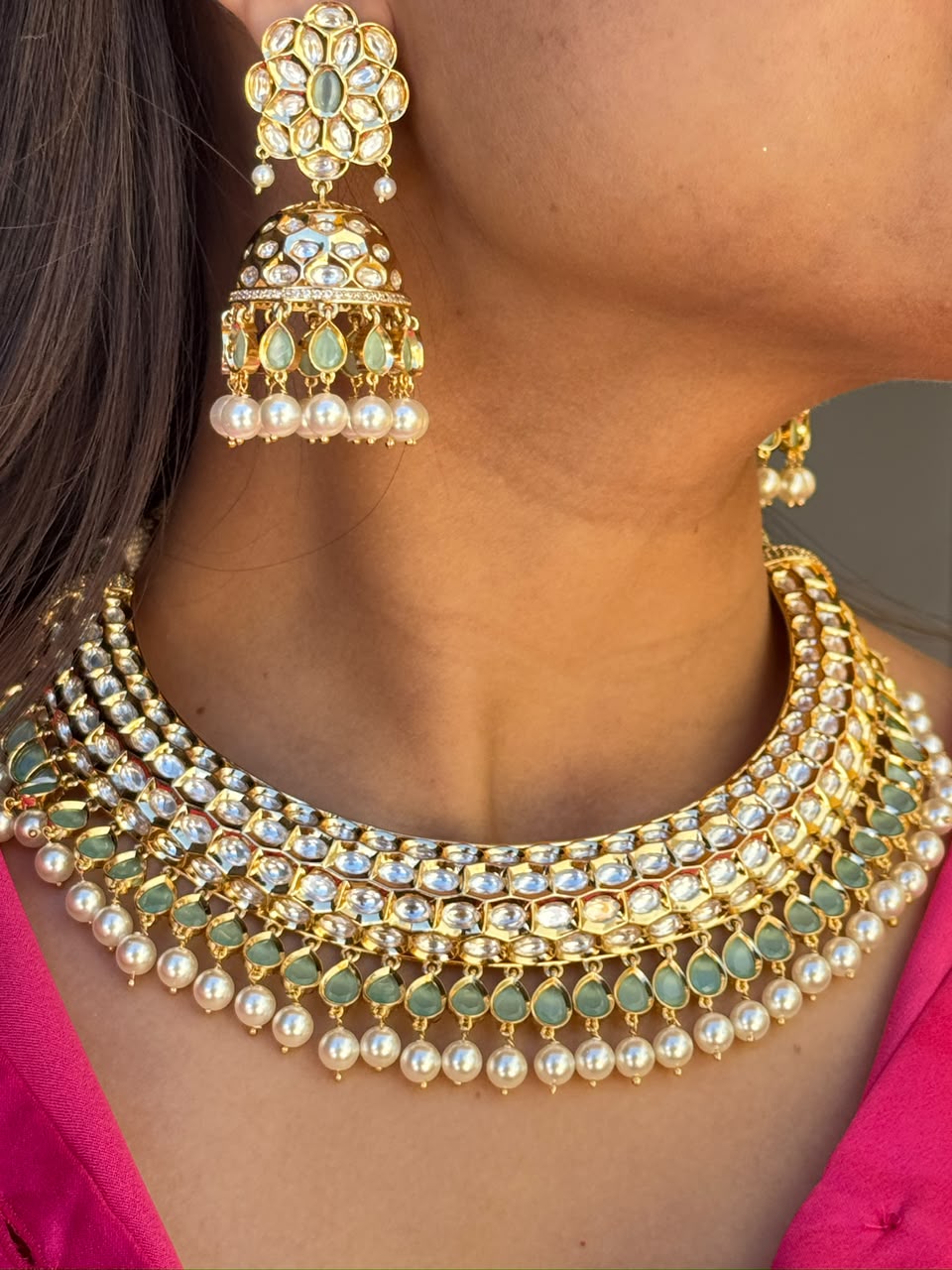 Kridha 18K Gold-plated Polki Thussi Necklace Set