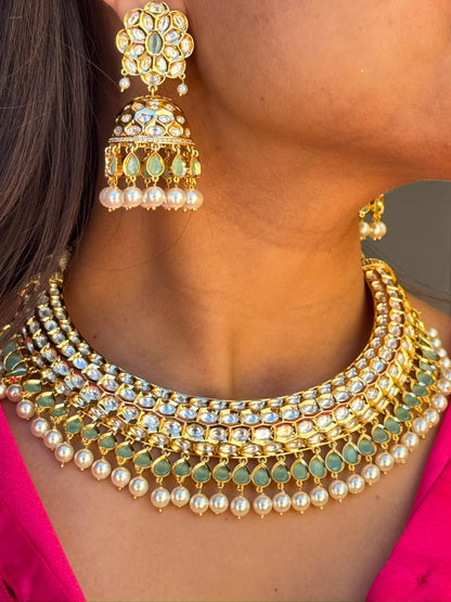 Kridha 18K Gold-plated Polki Thussi Necklace Set
