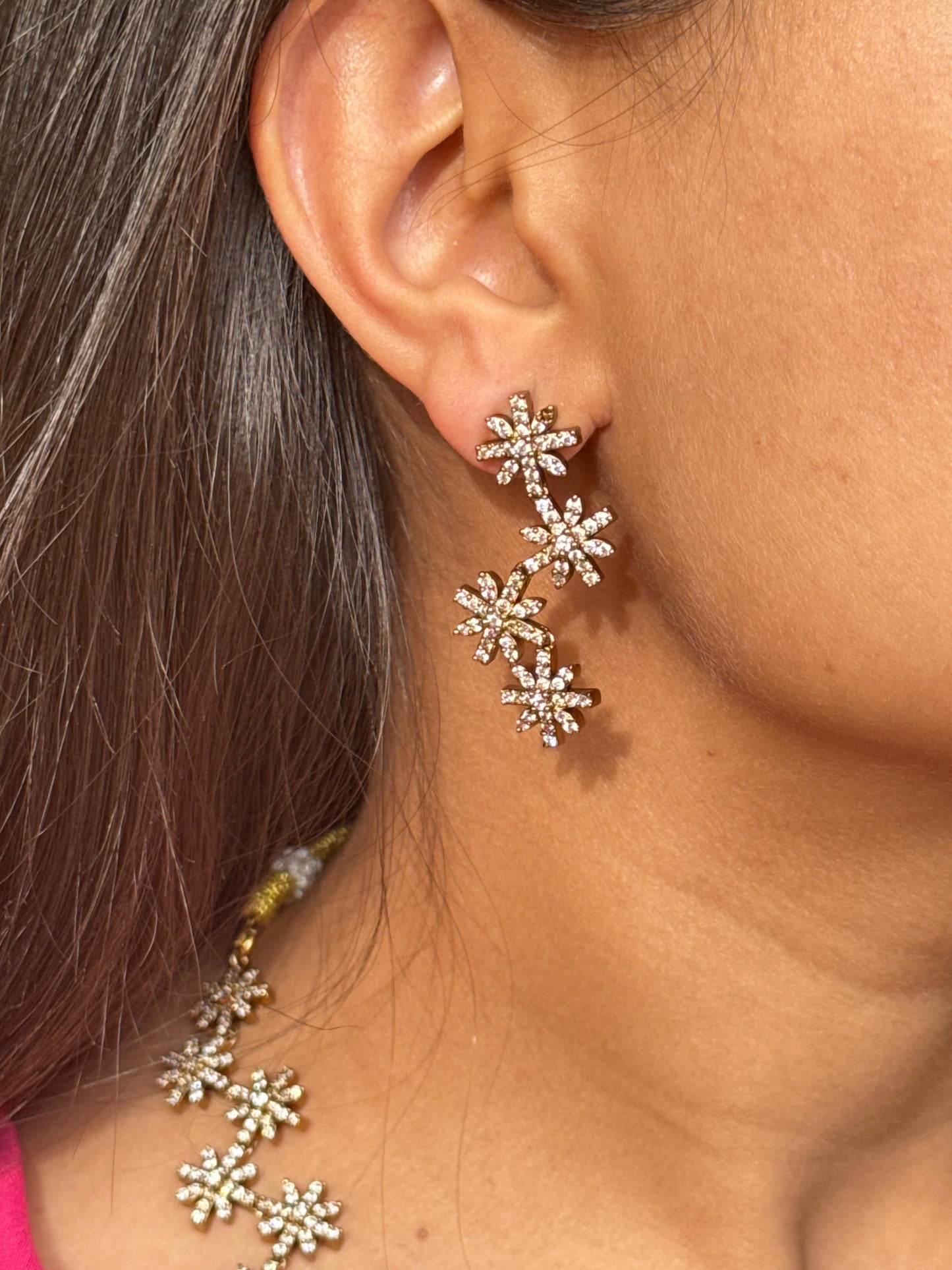 CZ Stone Daisy Necklace Set