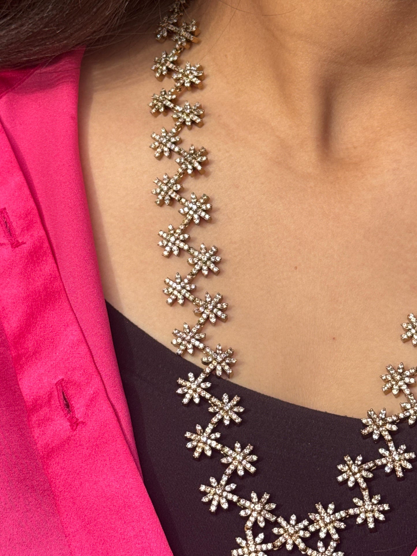 CZ Stone Daisy Necklace Set