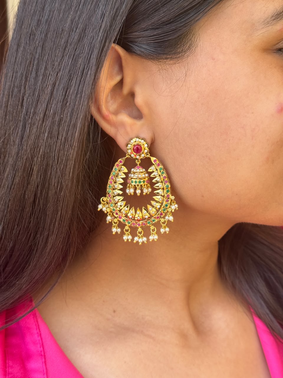 Jadau Danglers Jhumka Earring