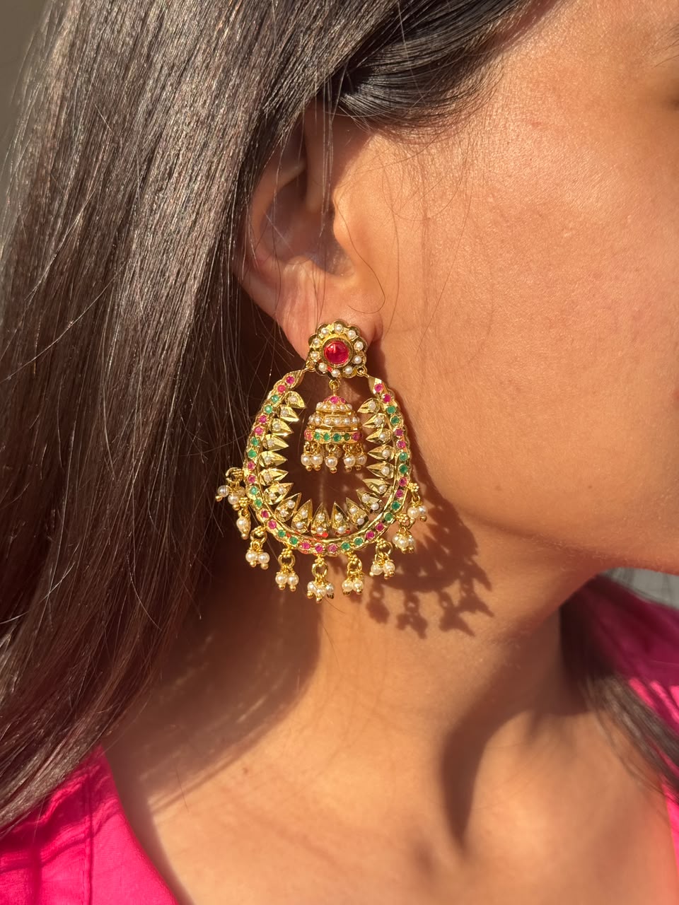 Jadau Danglers Jhumka Earring