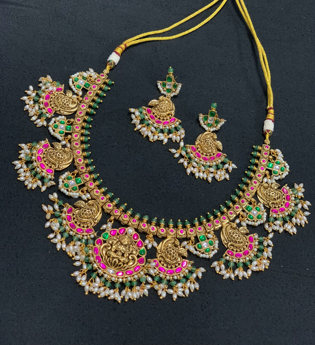 Meenakshi Temple Jadua Kundan Necklace Set