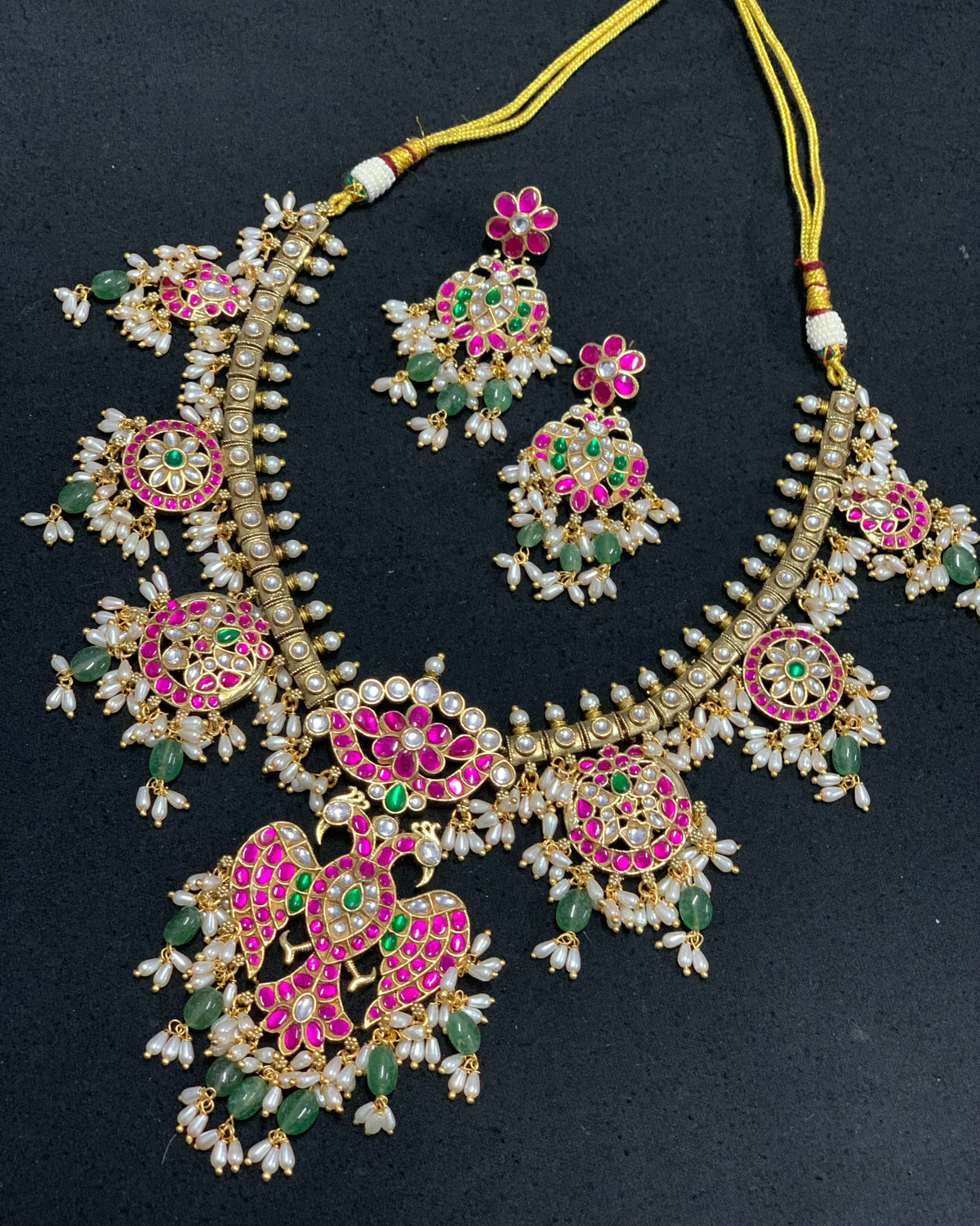 Bhavana Peacock Jadua Kundan Necklace Set