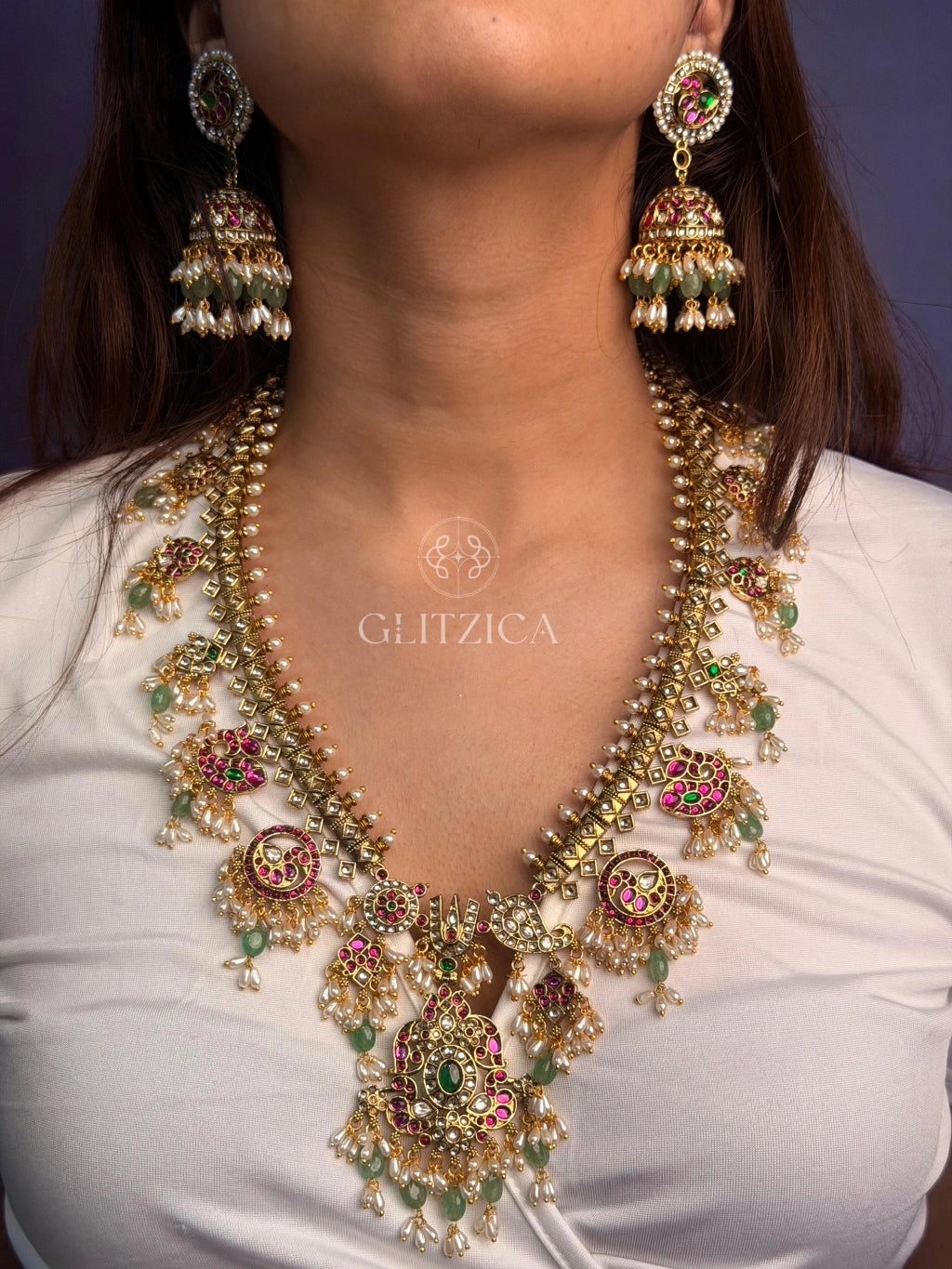 Divya Guttapusalu Long Necklace Set