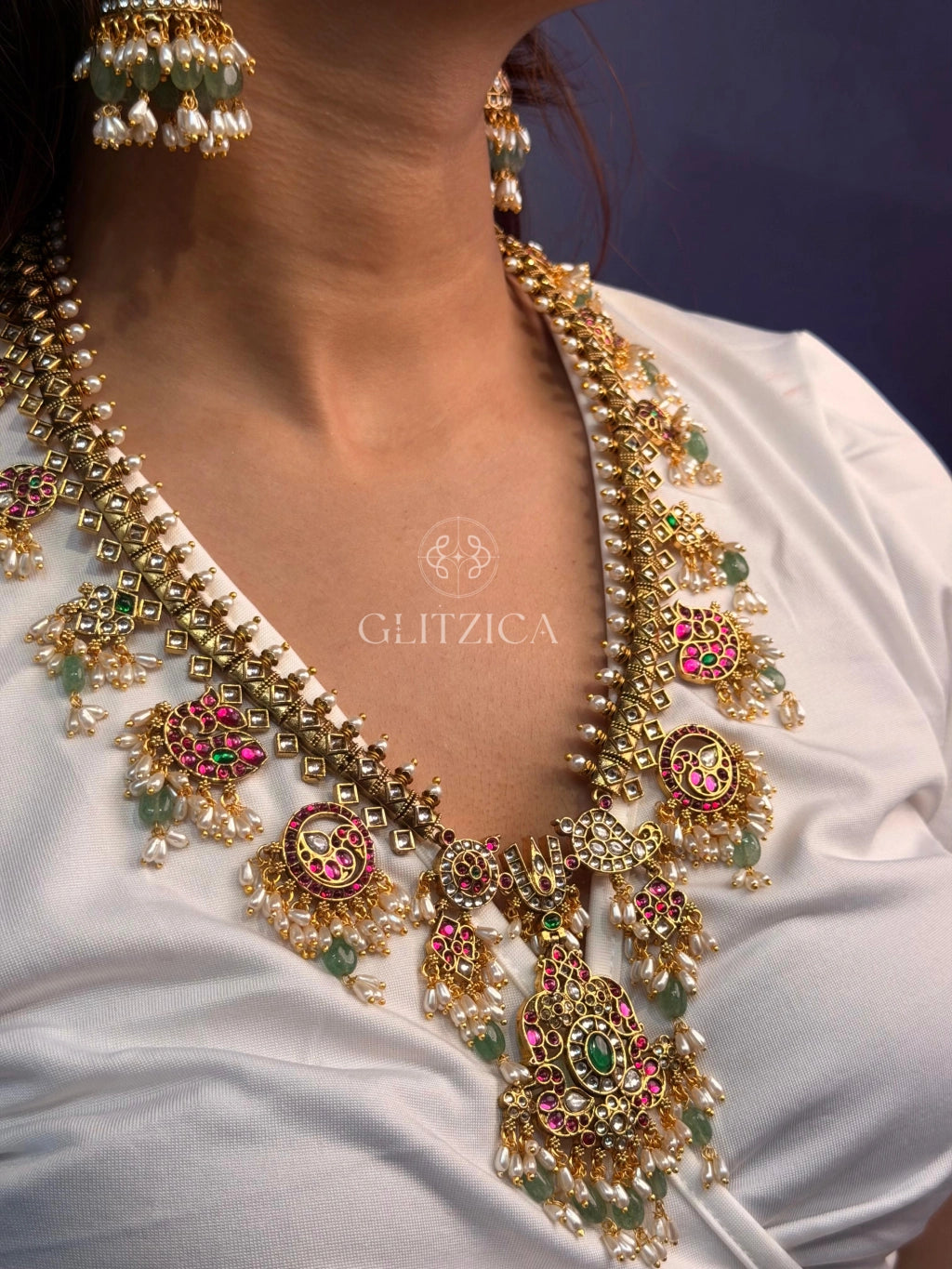 Divya Guttapusalu Long Necklace Set