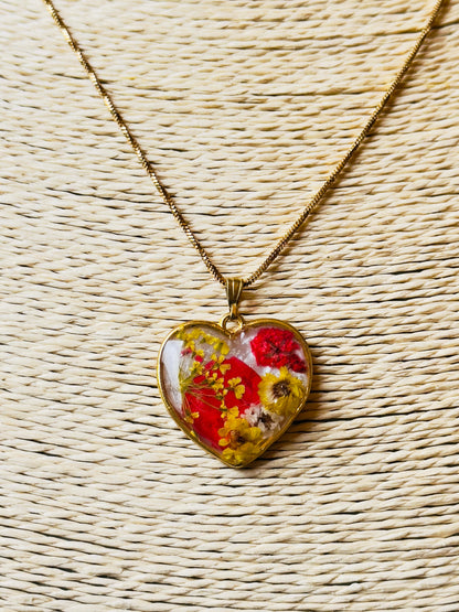 Heart-Shaped Resin Pendant Necklace