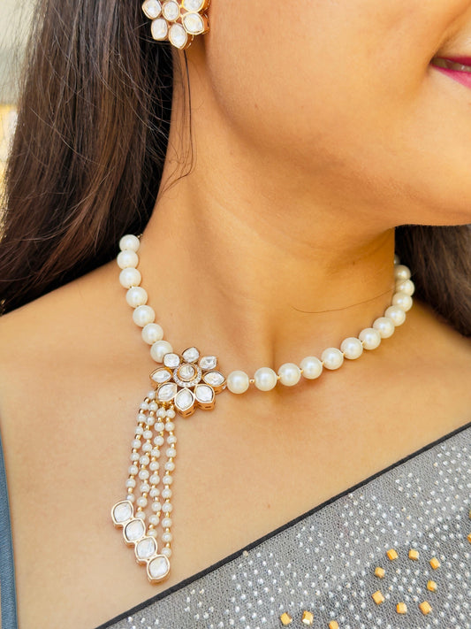 Diva Moissanite Pearl Necklace Set