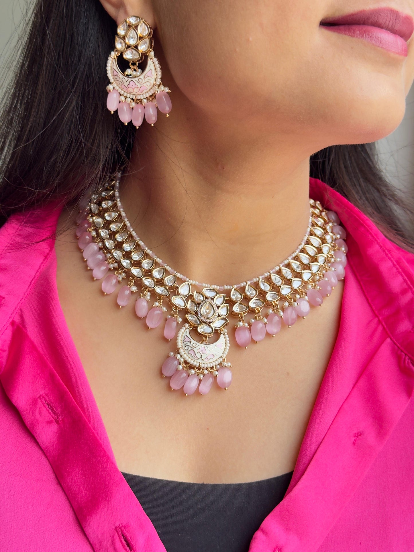 Ratnakar Pachi Kundan Polki Meenakari Necklace Set