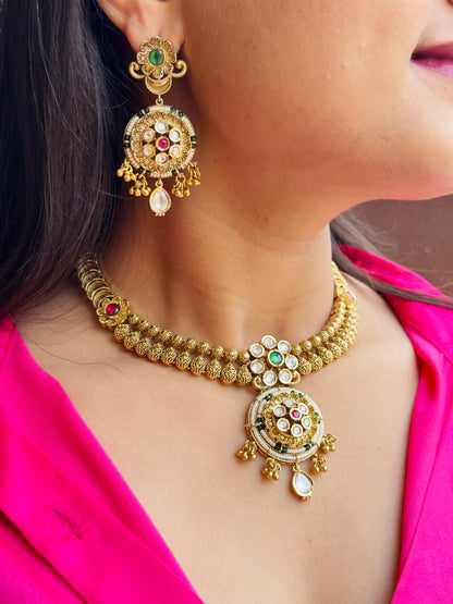 Paridhi Polki Antique Necklace Set