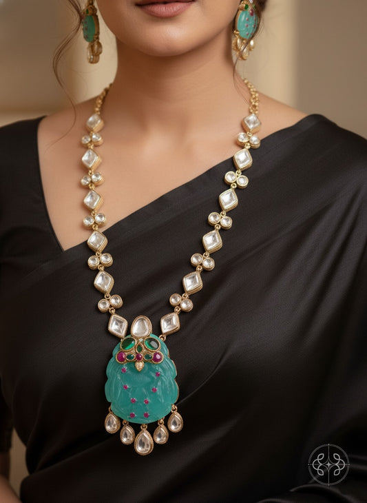 Lavanya Aqua Green Fusion Necklace Set