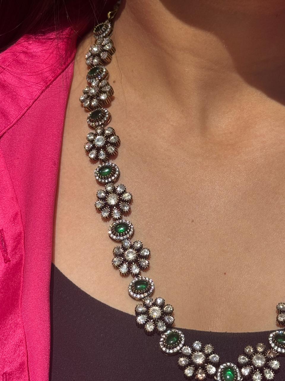 Liza Emerald and Polki Necklace