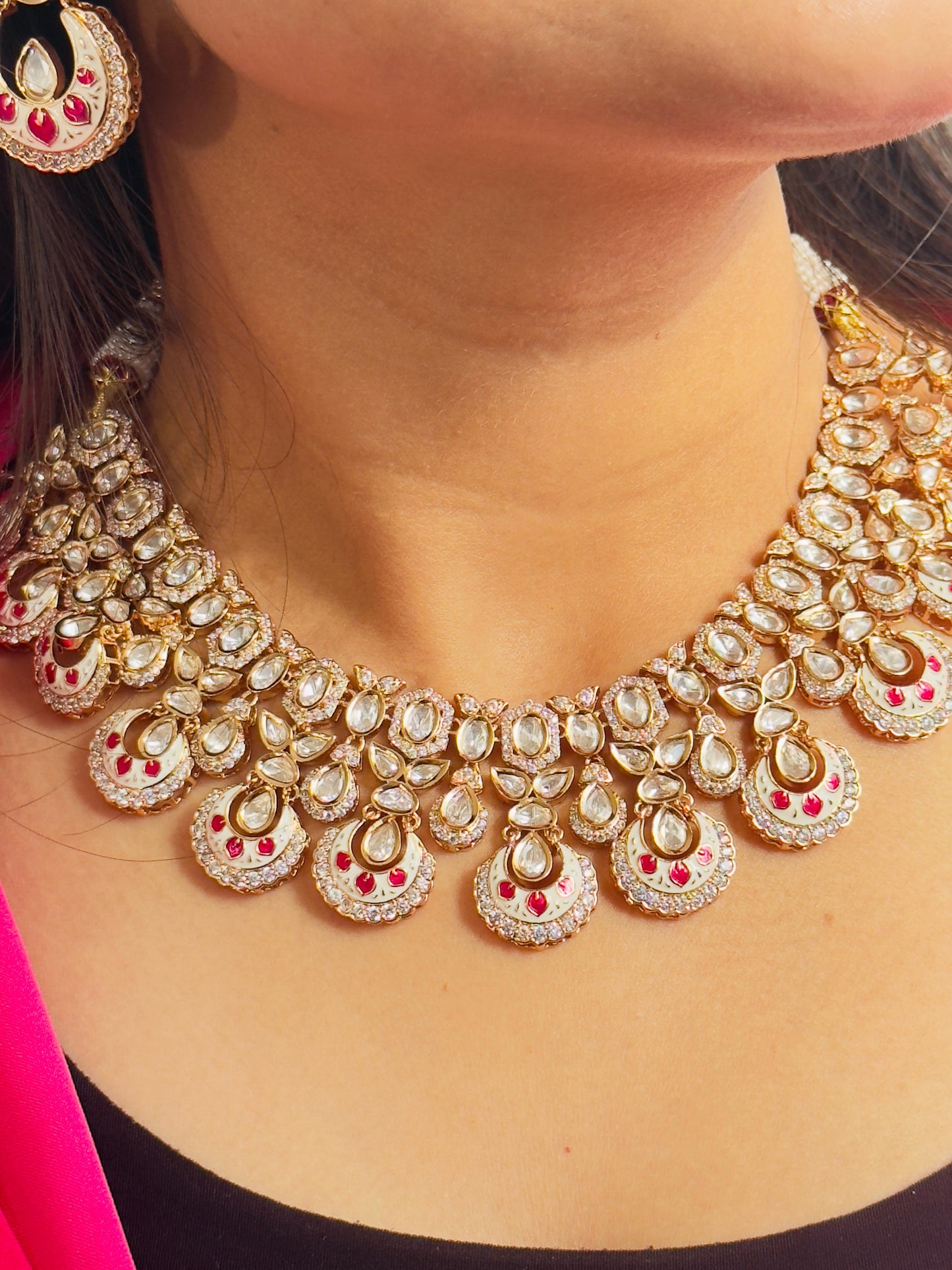 Akira Rajwadi Polki Meenakari CZ Necklace Set