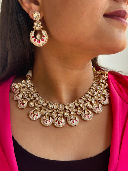 Akira Rajwadi Polki Meenakari CZ Necklace Set