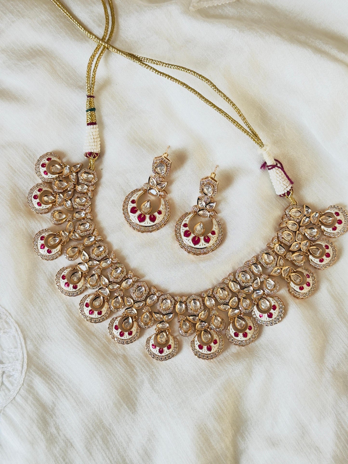 Akira Rajwadi Polki Meenakari CZ Necklace Set