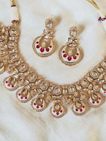 Akira Rajwadi Polki Meenakari CZ Necklace Set