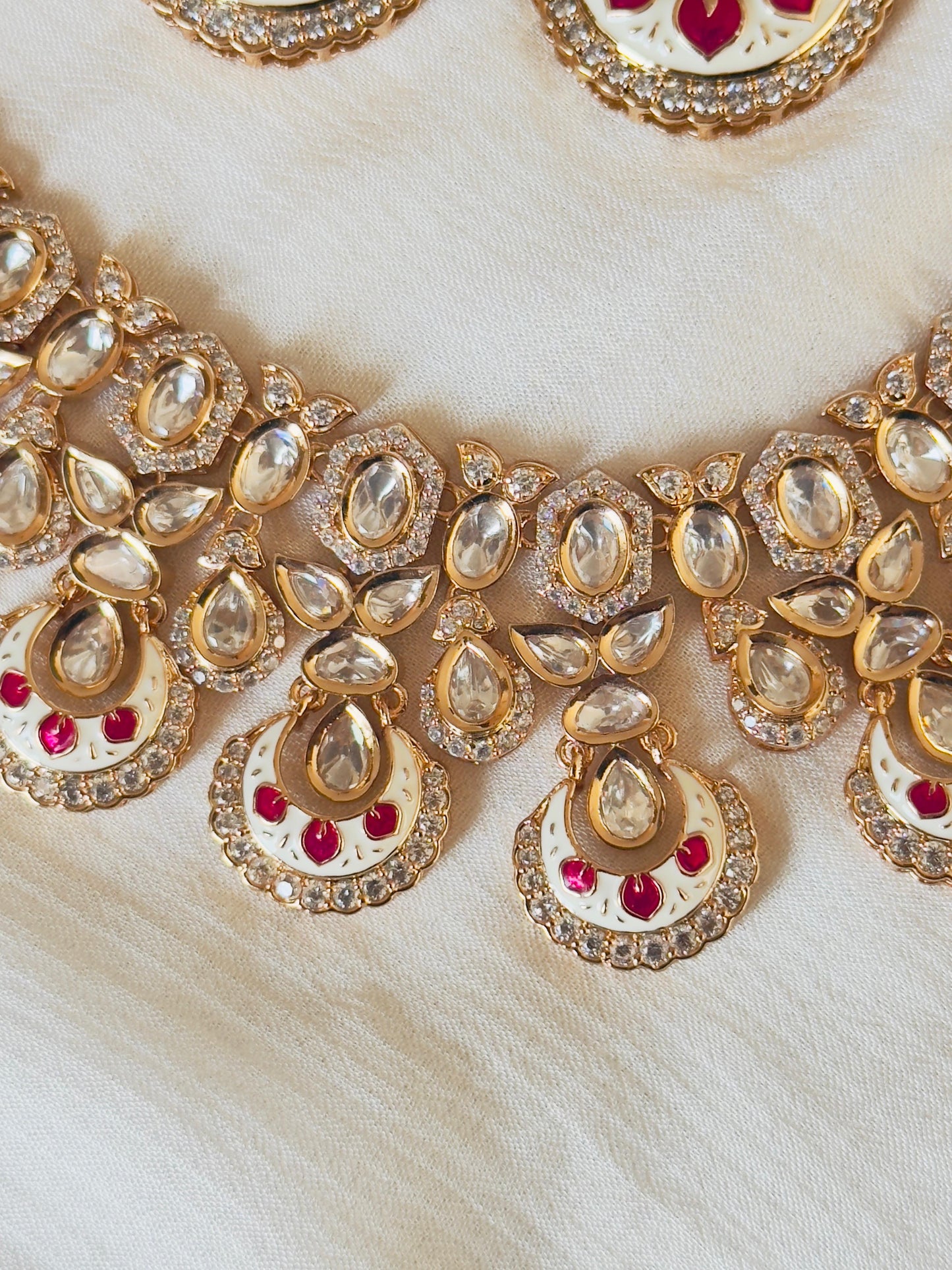Akira Rajwadi Polki Meenakari CZ Necklace Set
