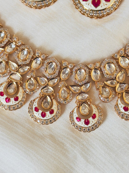 Akira Rajwadi Polki Meenakari CZ Necklace Set