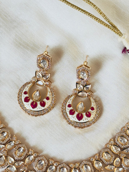Akira Rajwadi Polki Meenakari CZ Necklace Set
