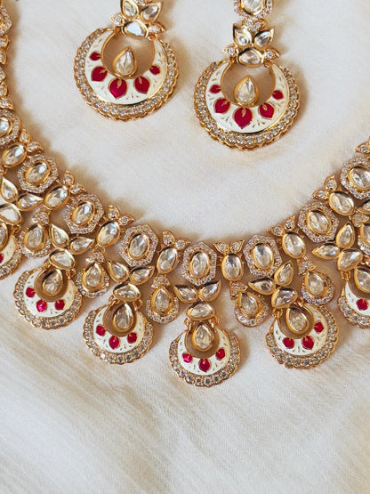 Akira Rajwadi Polki Meenakari CZ Necklace Set