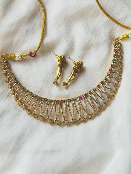 Luxury Fan-Style 18K Gold-plated Necklace Set