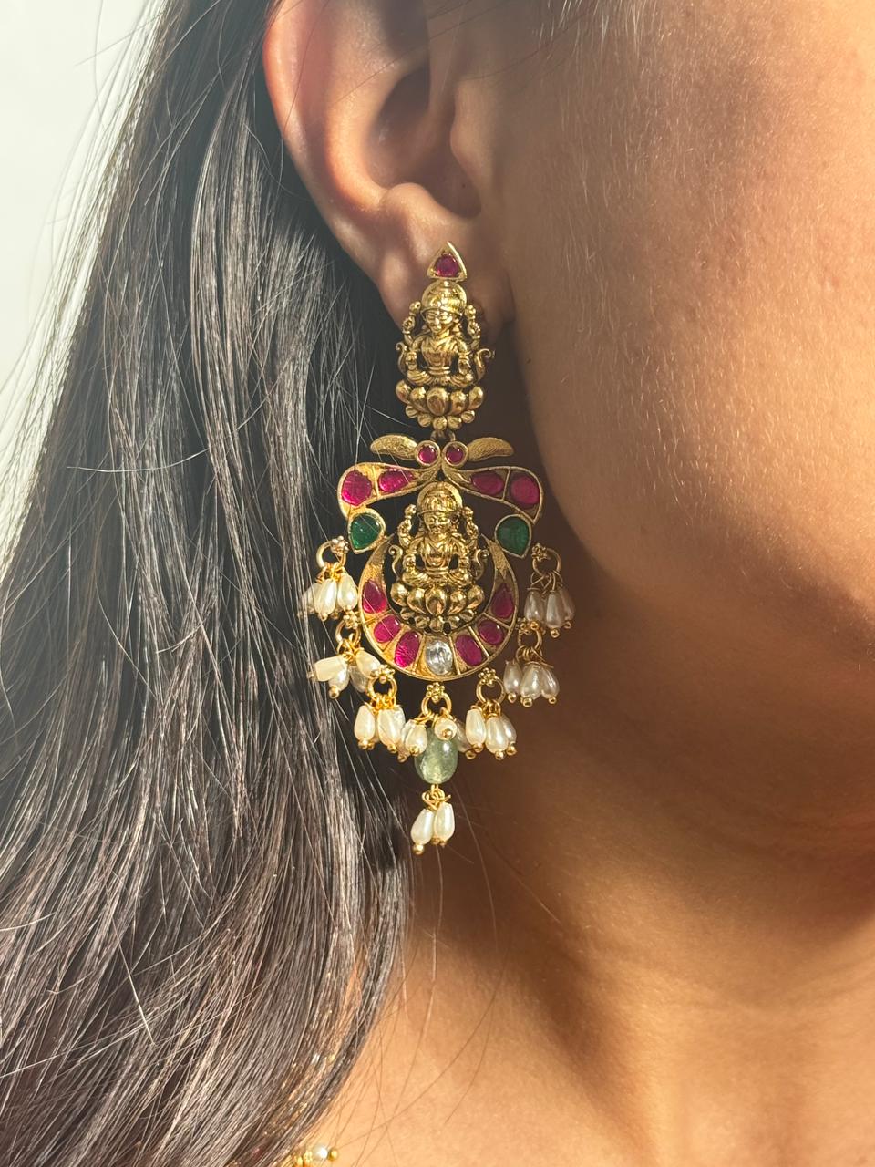 Long Jadau Fusion Antique Necklace Set