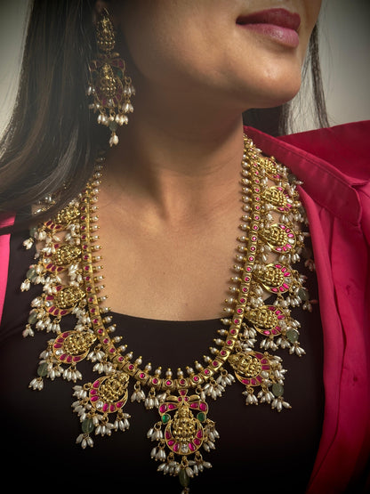 Long Jadau Fusion Antique Necklace Set