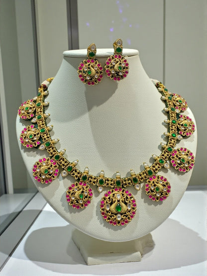 Meenakshi Jadau Antique Necklace Set