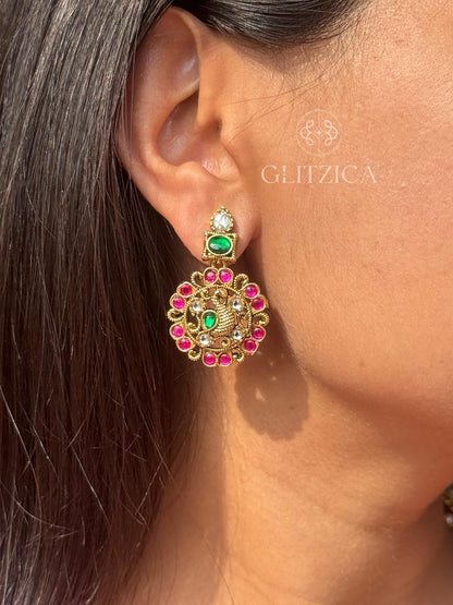 Long Meenakshi Jadau Antique Necklace Set