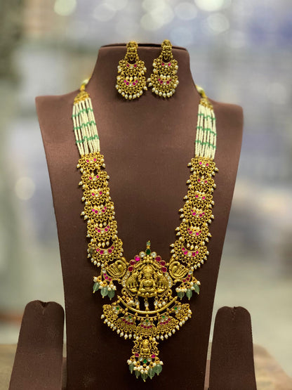Shiromani Long Jadau Antique Necklace Set