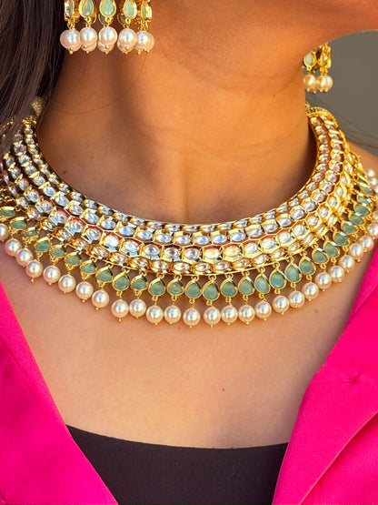 Kridha 18K Gold-plated Polki Thussi Necklace Set