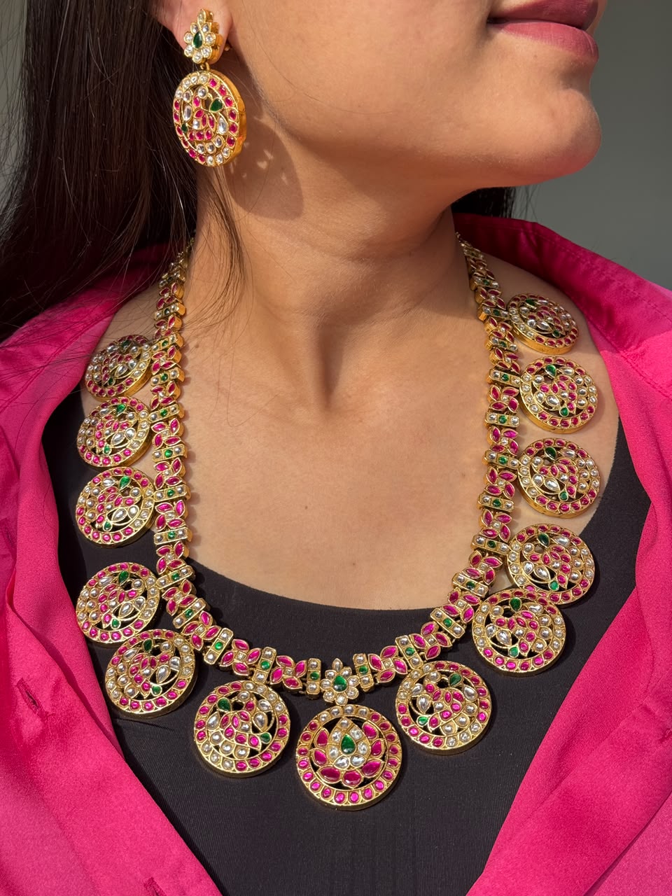 Anvitha Jadau Bottumala Haram Necklace Set