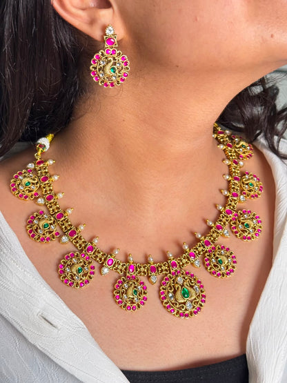 Meenakshi Jadau Antique Necklace Set