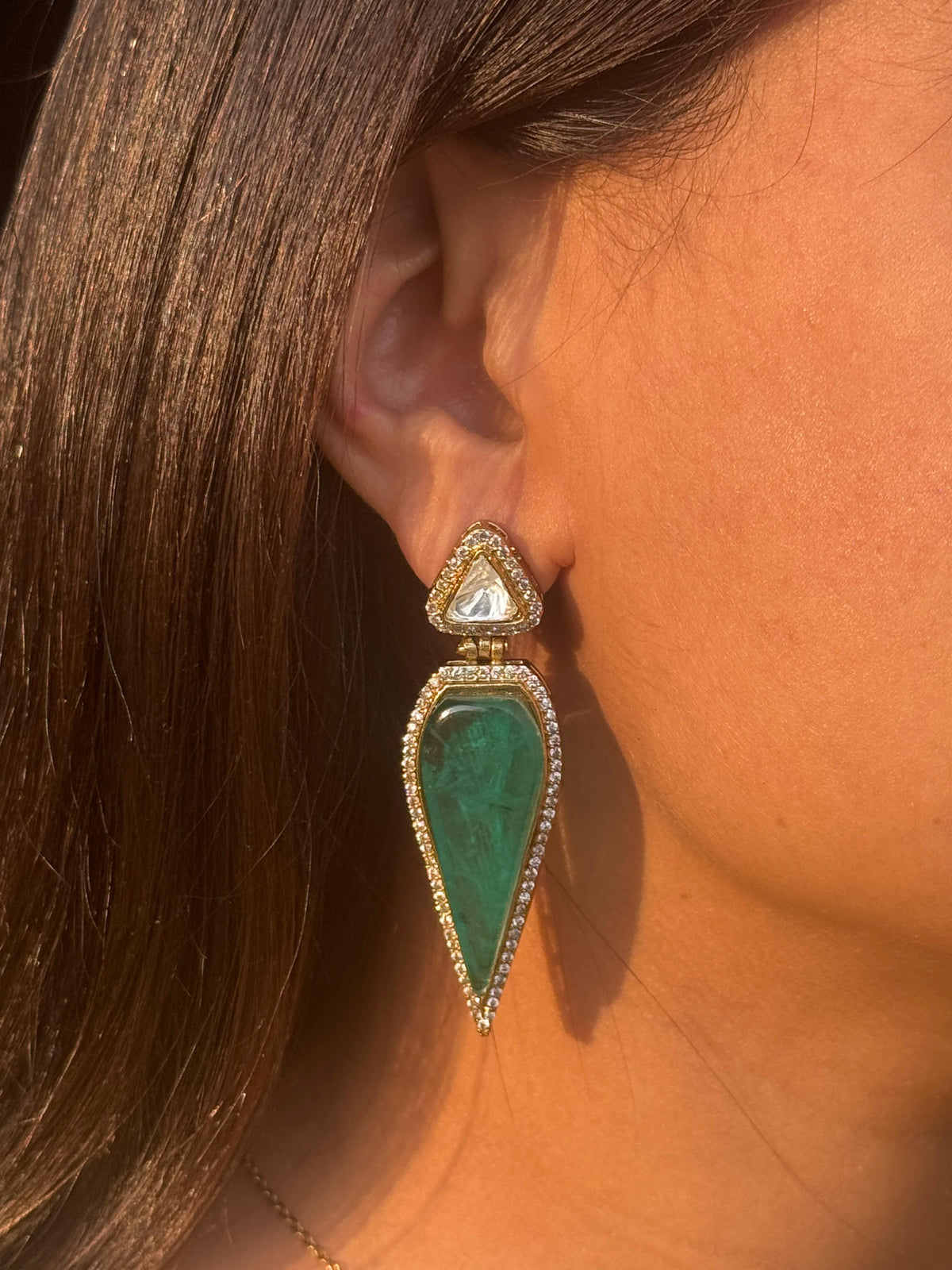 Drop Earrings Emmer Green Doublet Stone