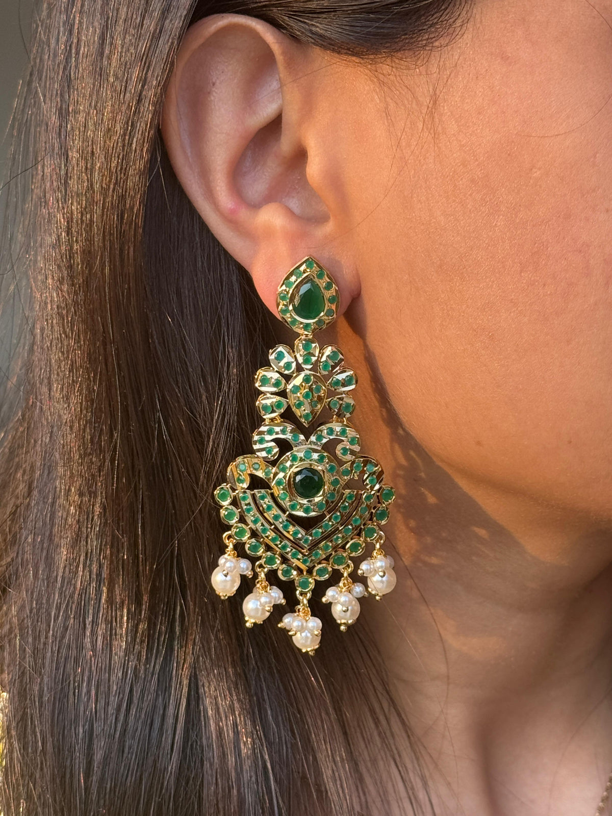 Green Jadau Jhumka